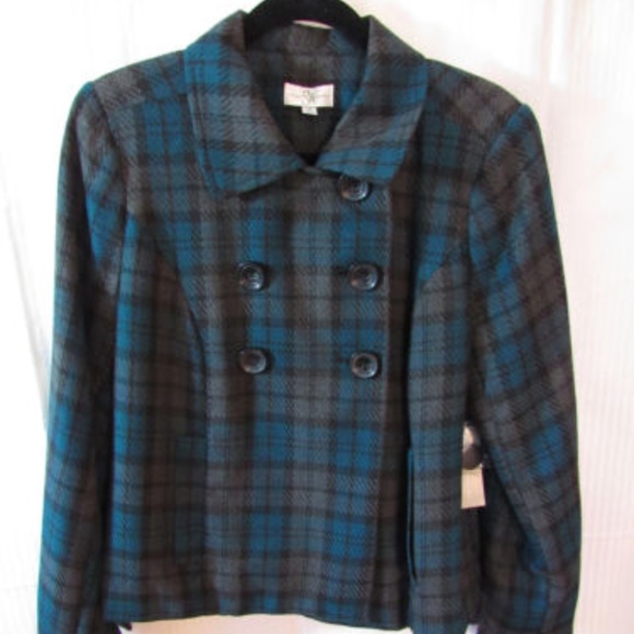 Studio Works Jackets & Blazers - NWT Studio Works Blue Gray Plaid Jacket sz 12